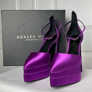 Azalea Wang | Satin Fuschia/Purple Closed Toe Platform | Size 10 (Never Worn)